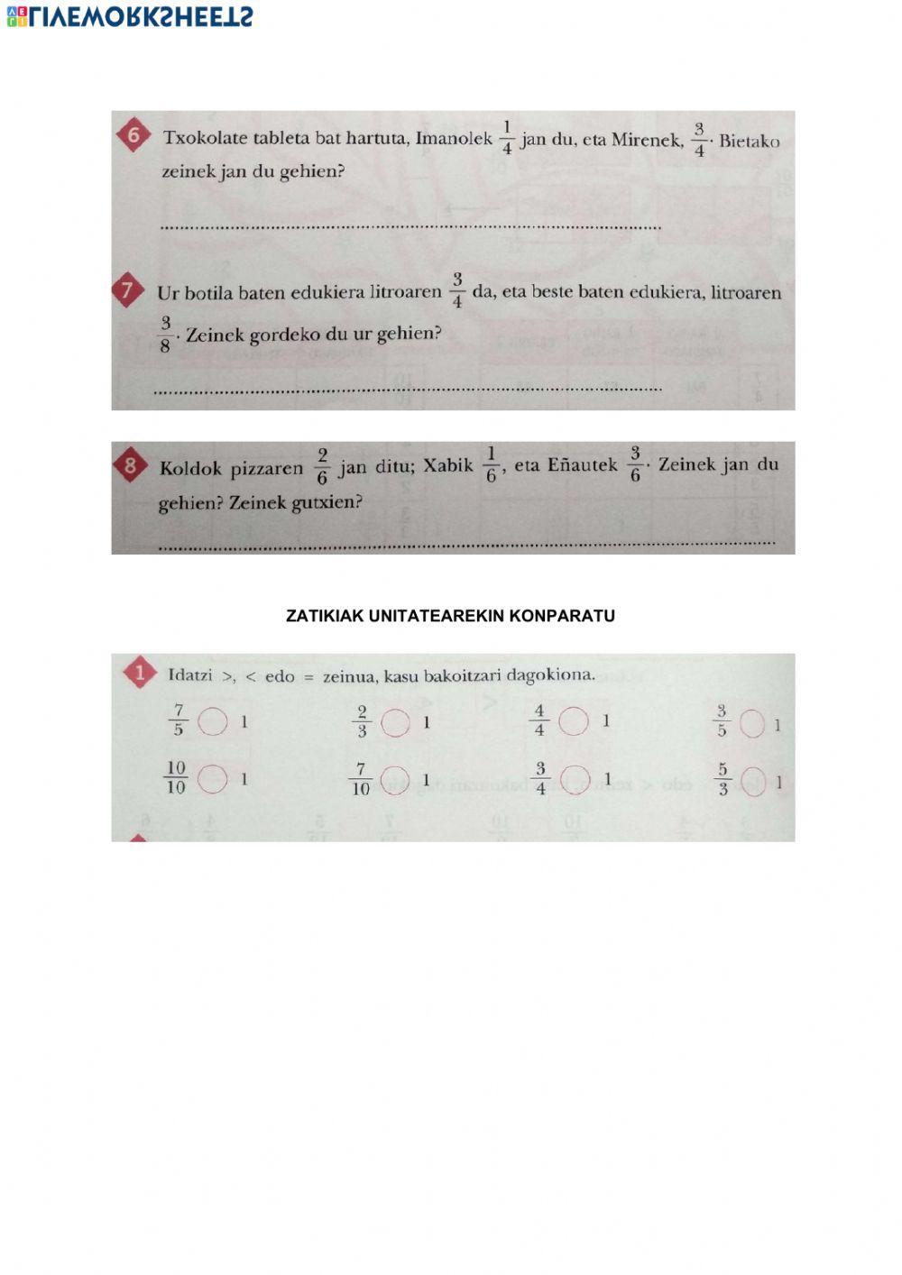 Zatikiak konparatzea