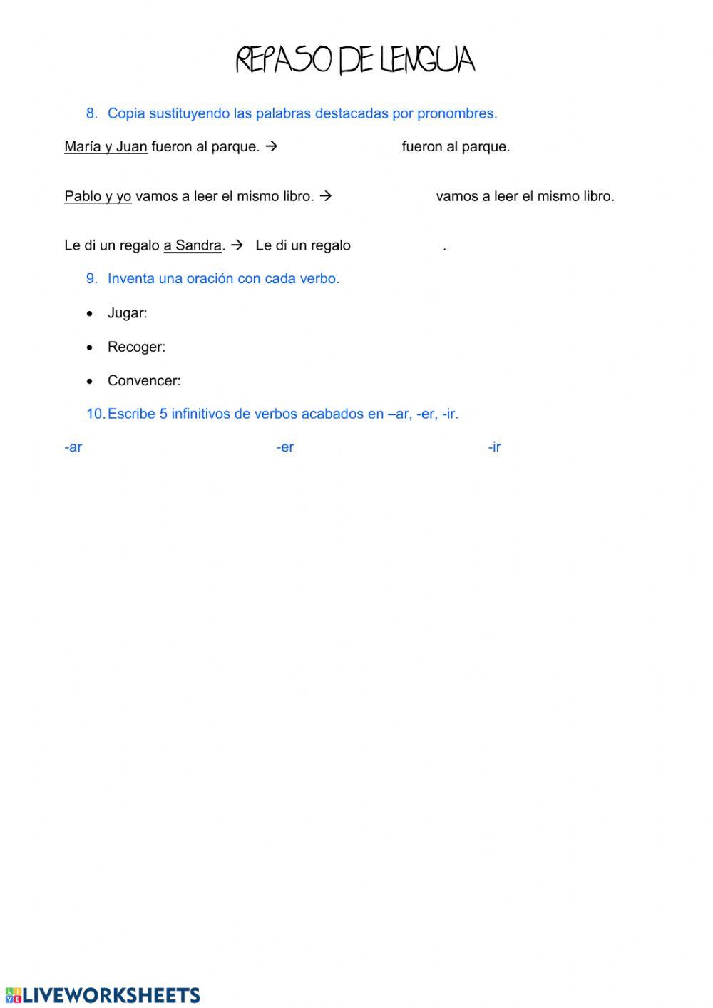 Repaso tipos de palabras