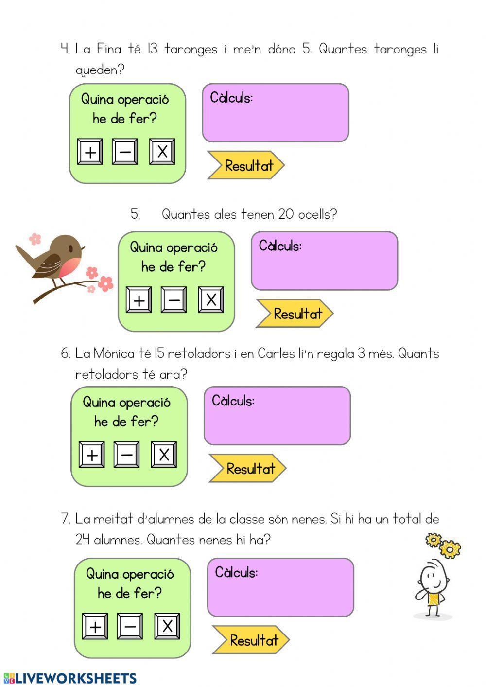Problemes + - x  --- nivell 2 (1)