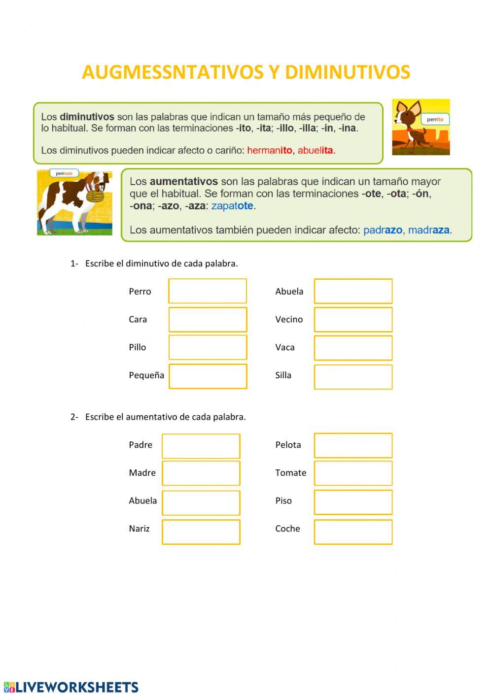 Aumentativos y diminutivos