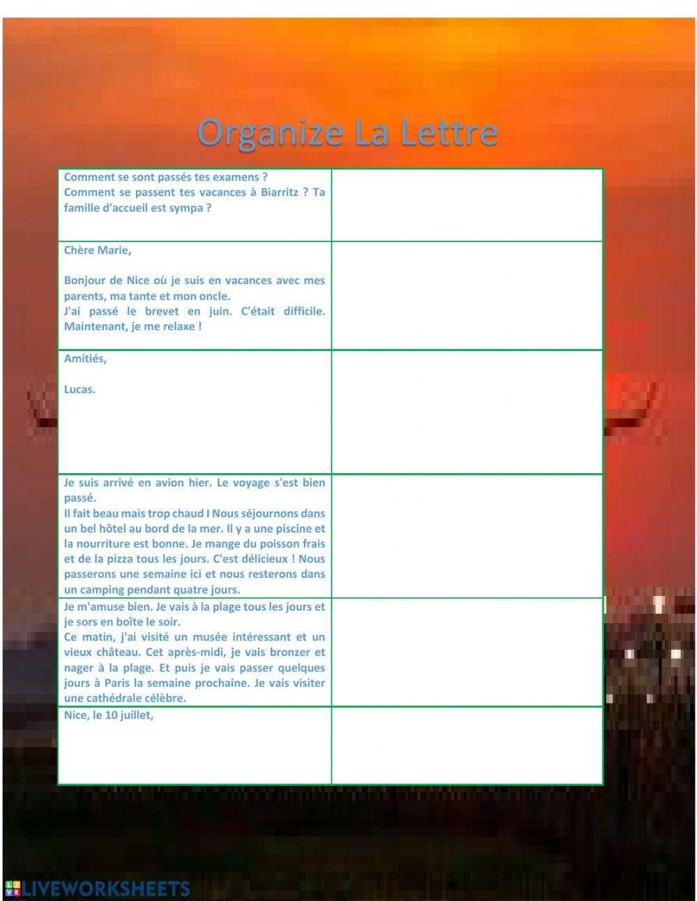 Organize La Lettre