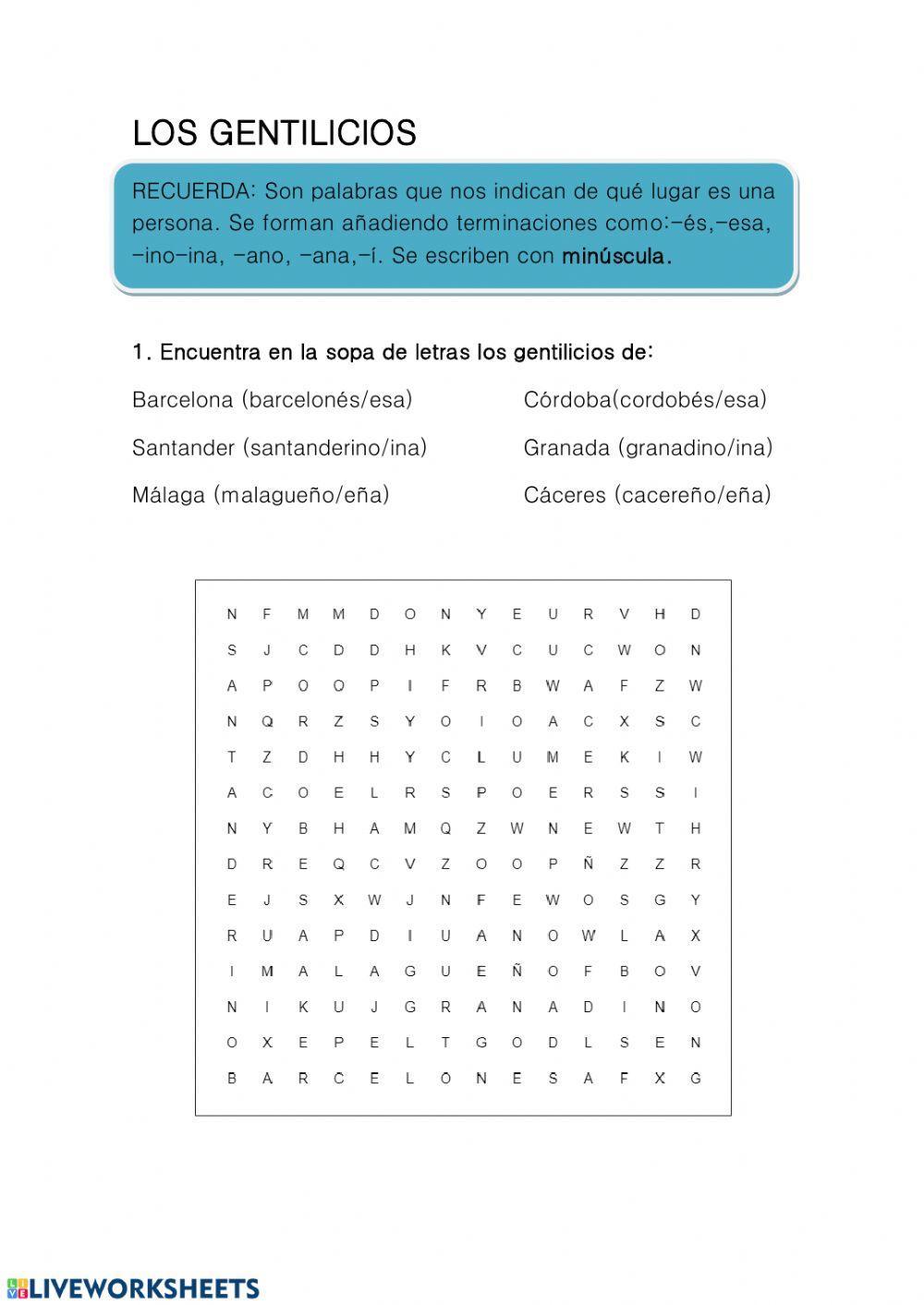 Gentilicios Gentilicios