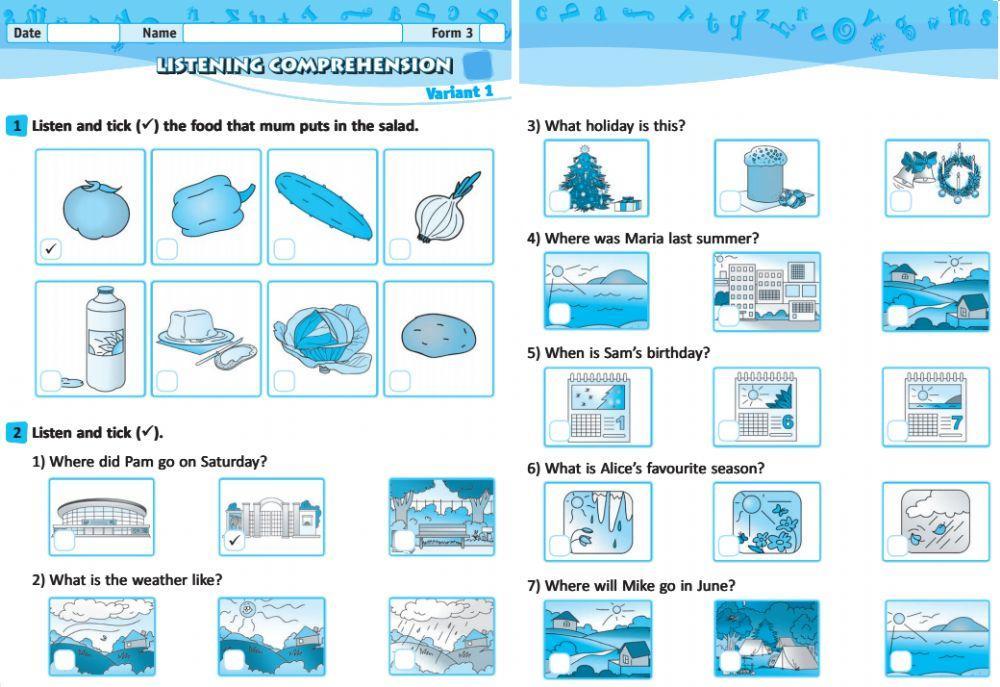 Listening form (grade) 3 second term