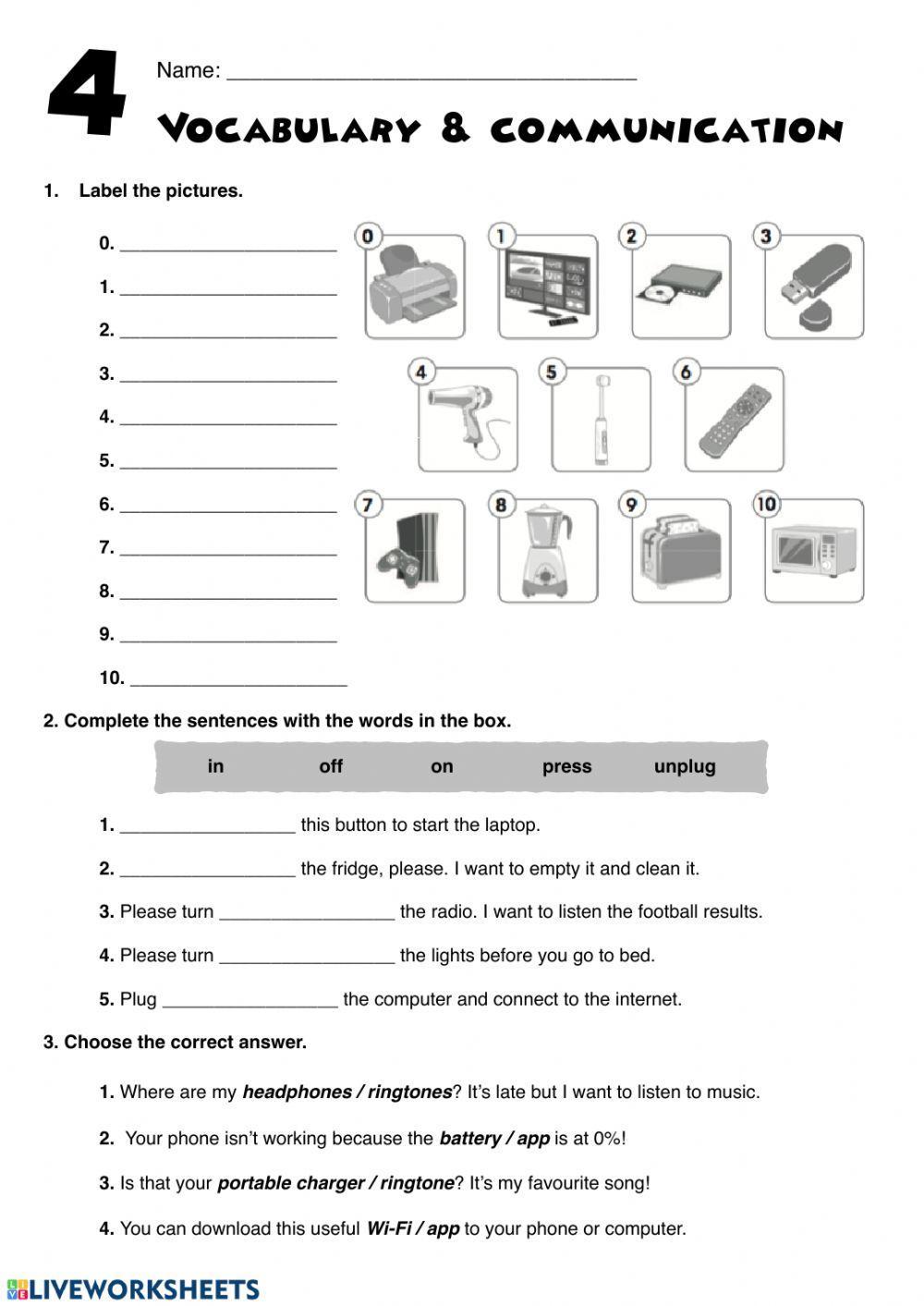 Useful things - Technology vocabulary Test
