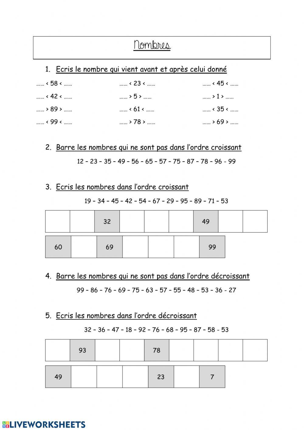 Chronologie de nombres