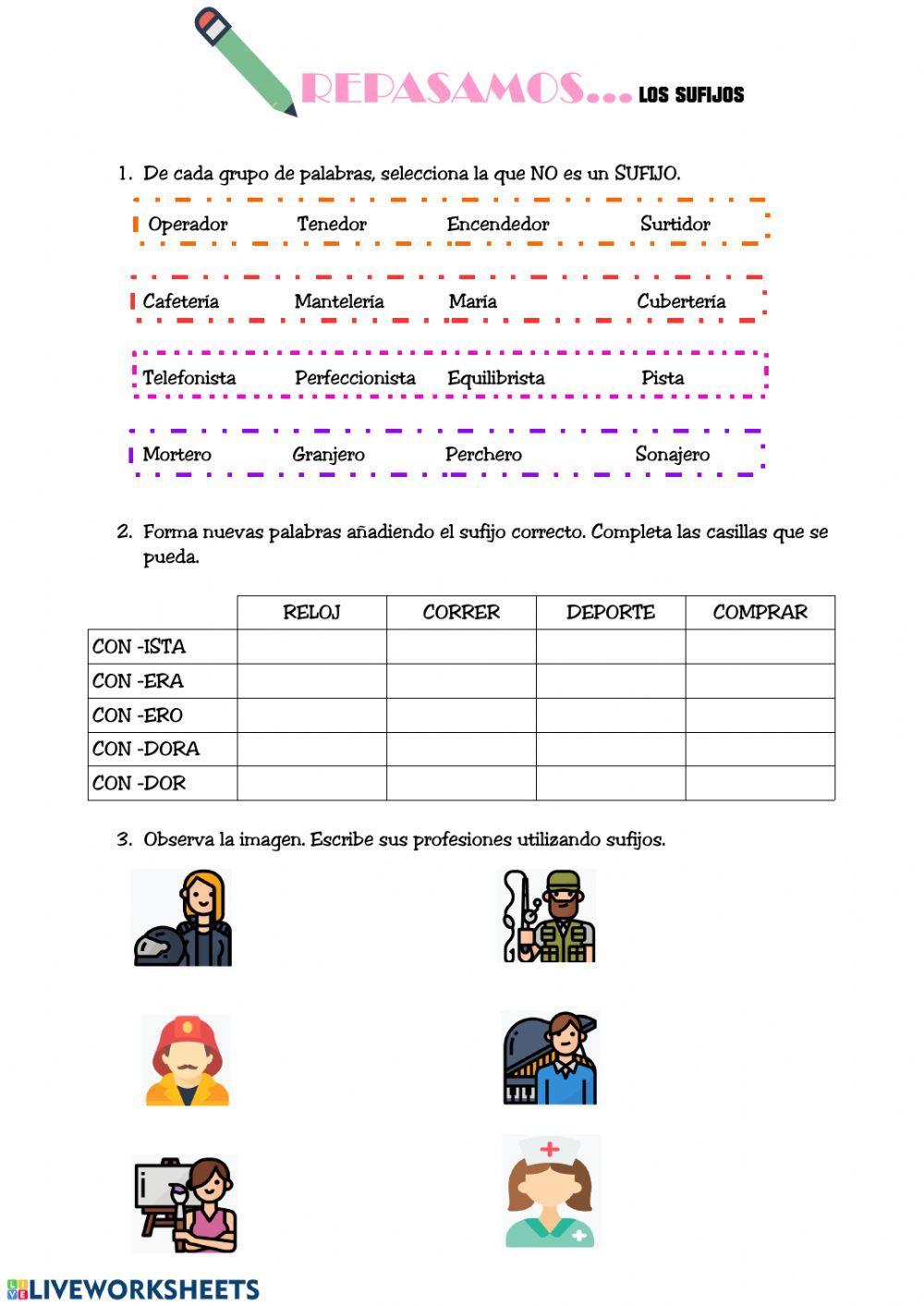Repaso sufijos, reglas acentuación y verbos