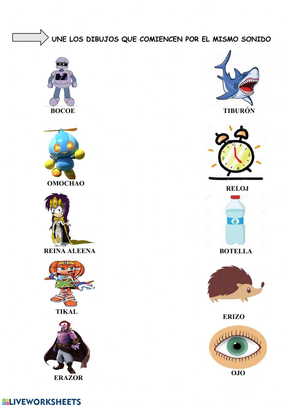 Une las palabras que comiencen con el mismo sonido