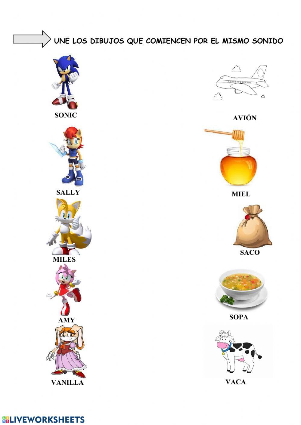 Une las palabras que comiencen con el mismo sonido