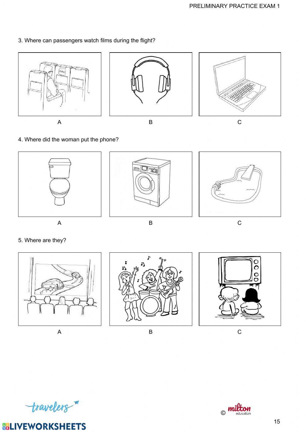 PET Practice Test Listening Parts 1,2,3