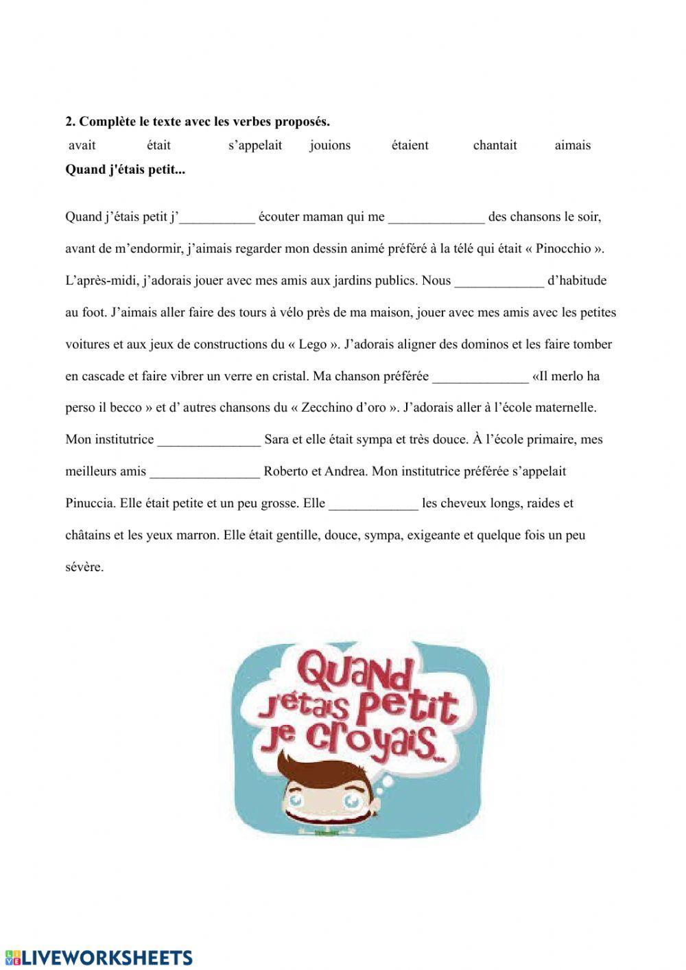 Exercices sur l'imparfait