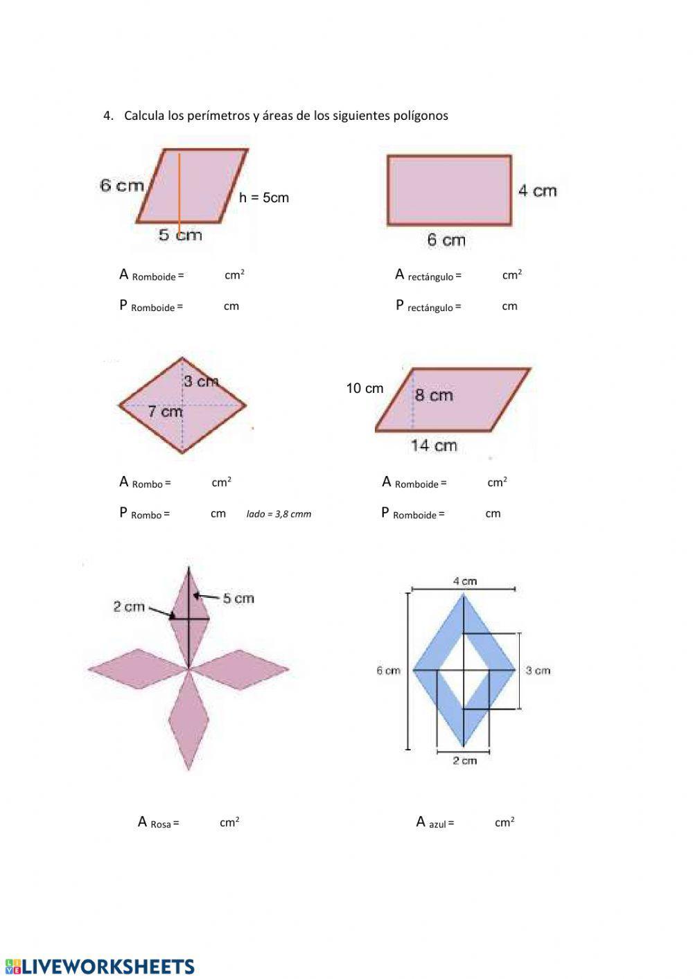 Áreas y perímetros Paralelogramos