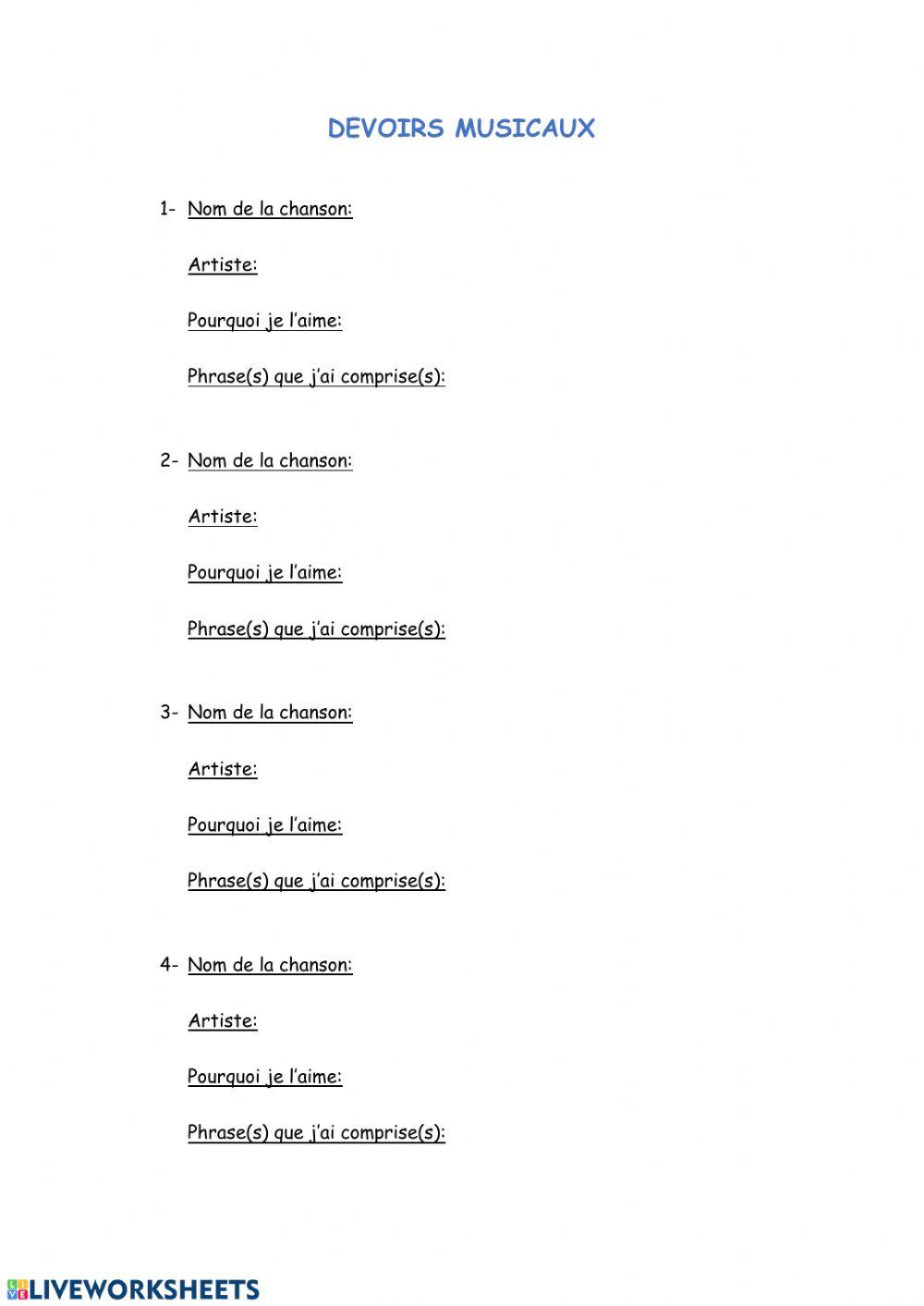 Devoirs musicaux