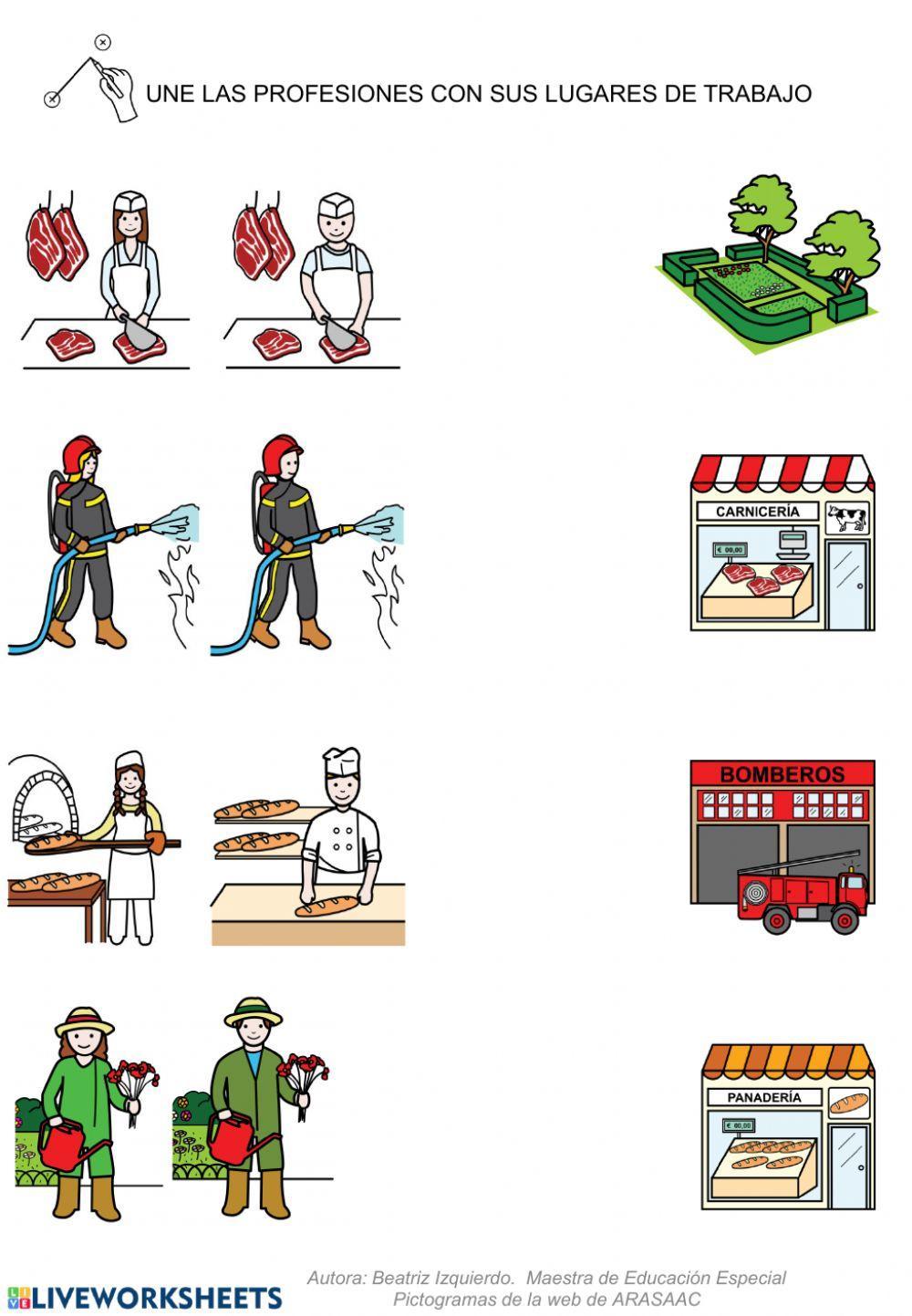 Profesiones.¿Dónde trabajan?