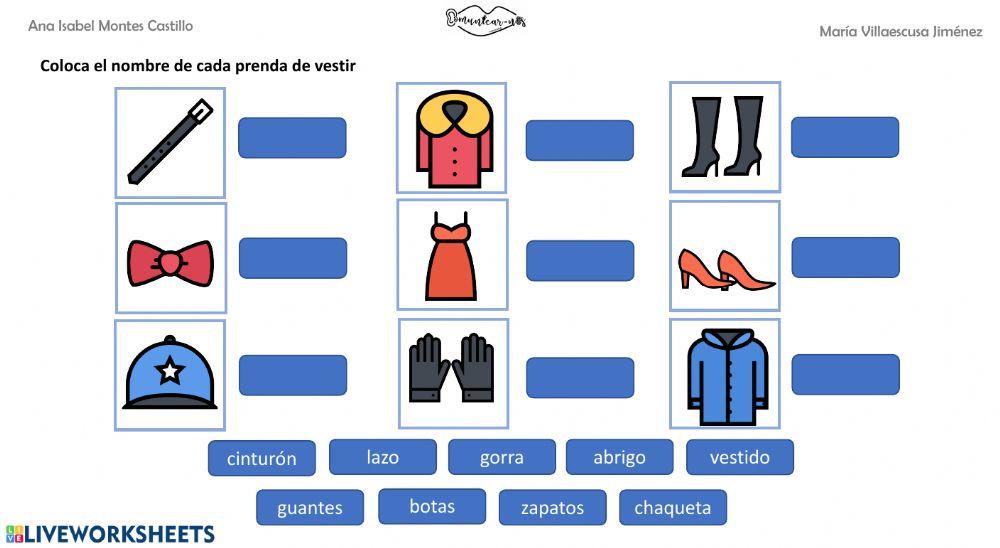 Vocabulario prendas de vestir 3 lectura