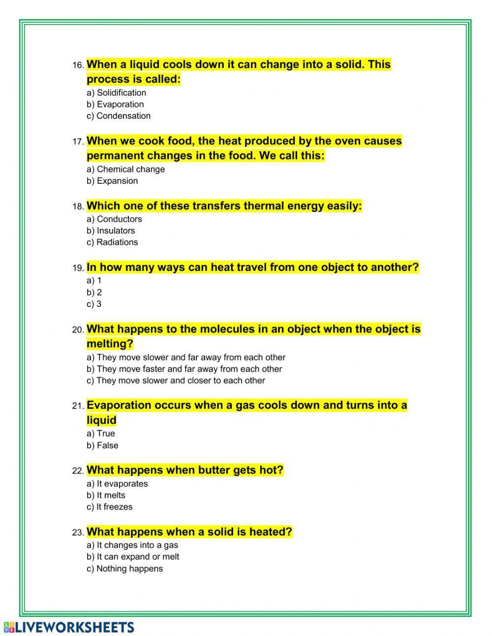 Review heat and light