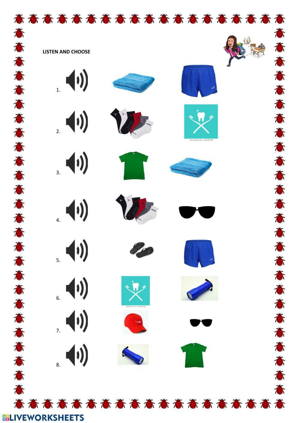 Camp Clothes Vocabulary