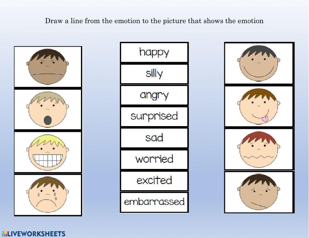 Match Emotions to Emotion Words worksheet | Live Worksheets