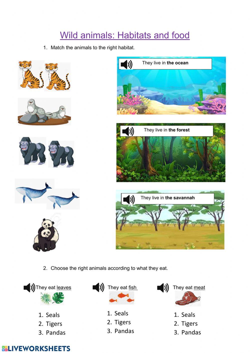 Wild animals: Habitat and food