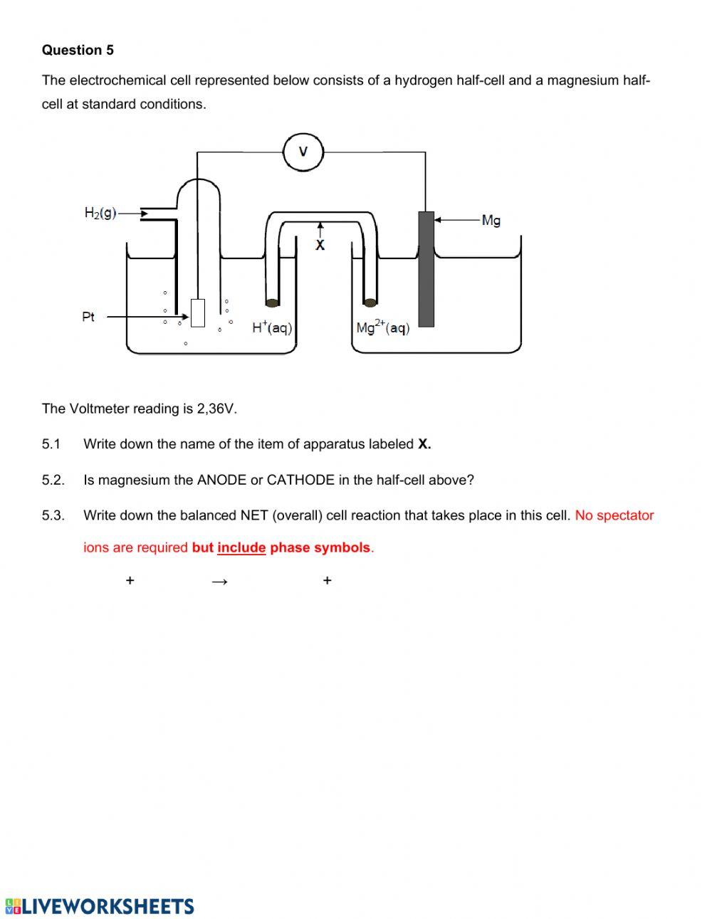 Electrochemistry test grade 12