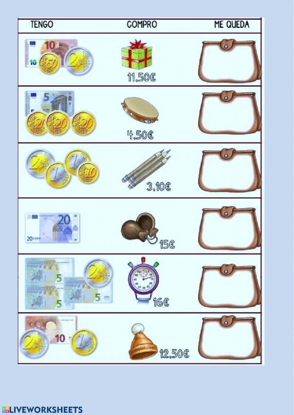 Cálculo mental euros