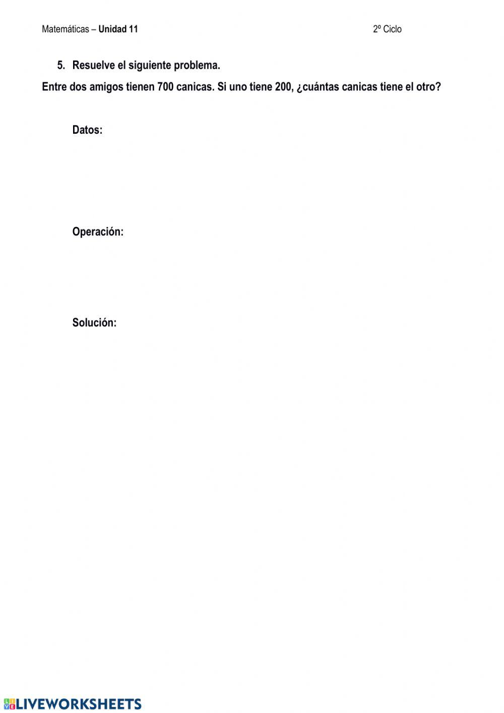 ACTIVIDADES FINALES UNIDAD 11-MATES 2º Ciclo