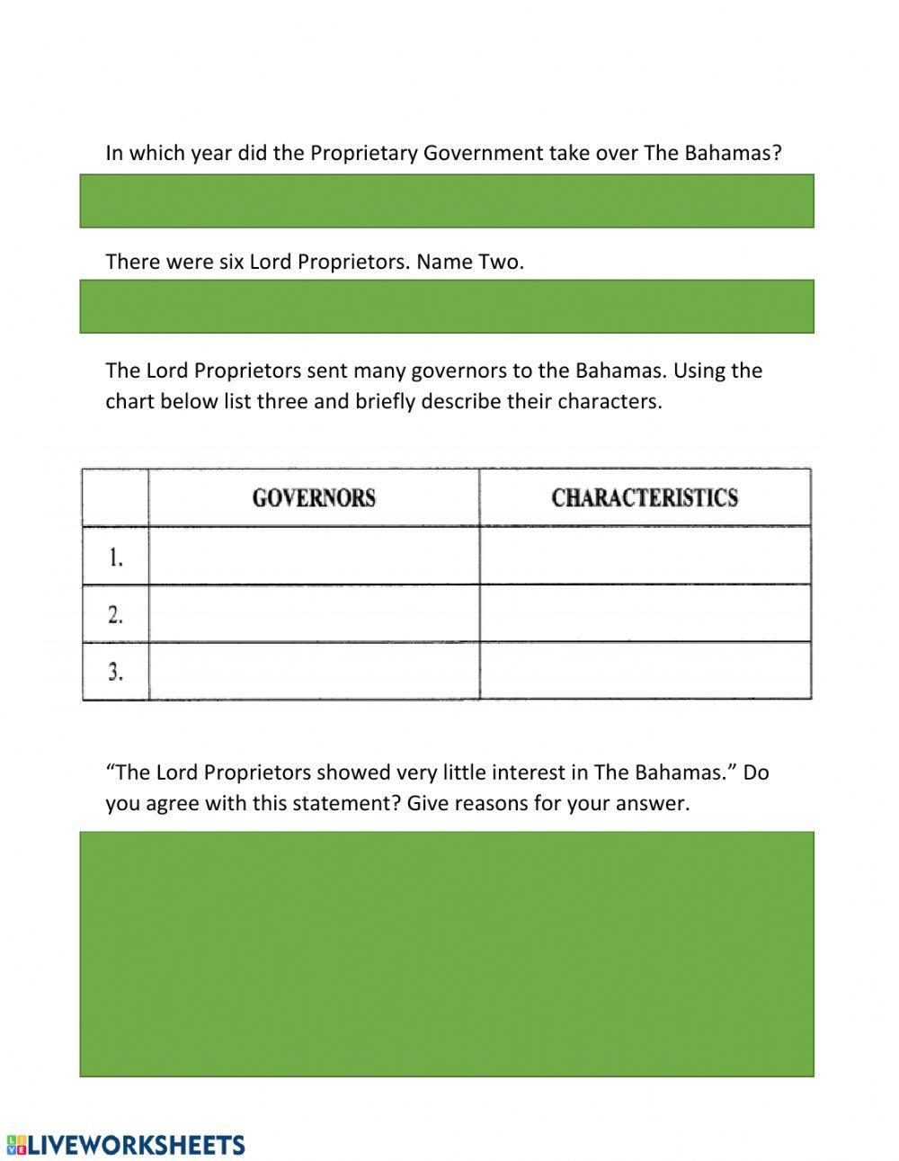 Proprietory Government - Past BJC