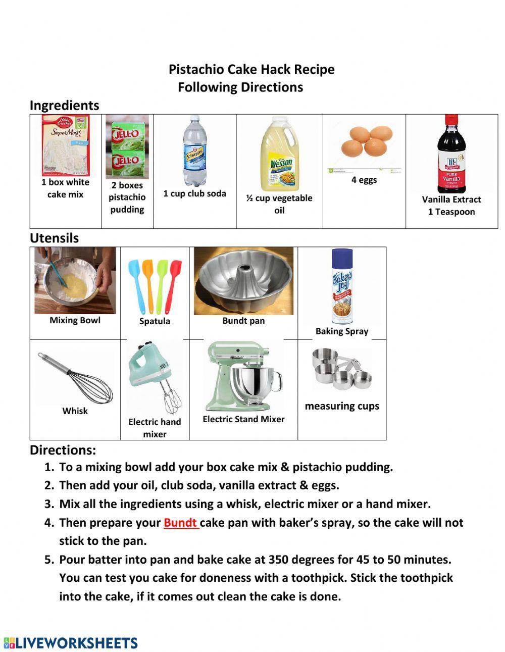 Pistachio hack cake recipe