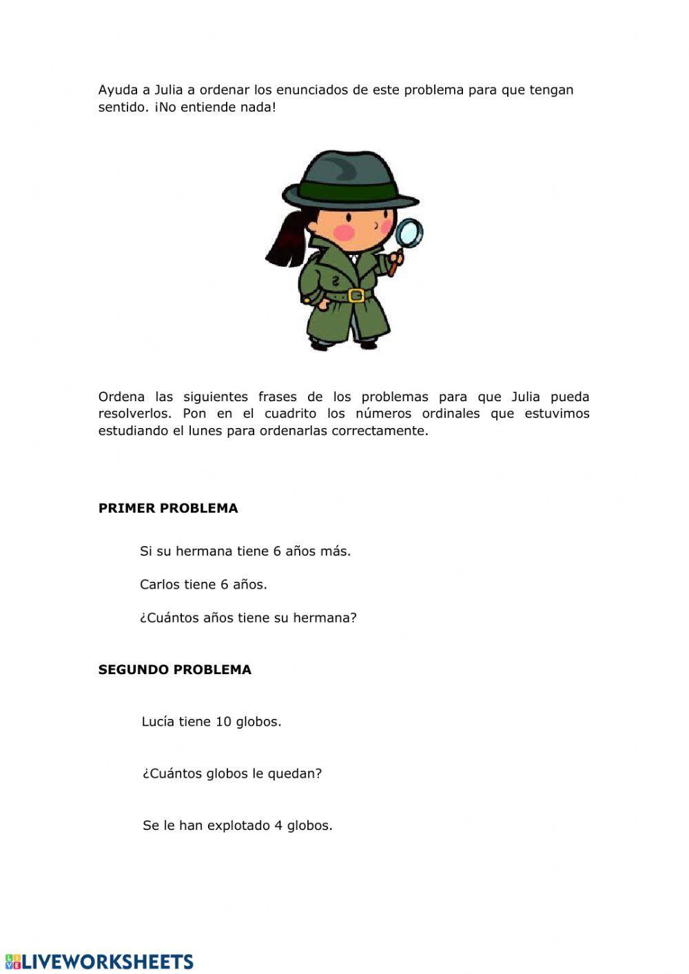 Ordenar enunciados de problemas