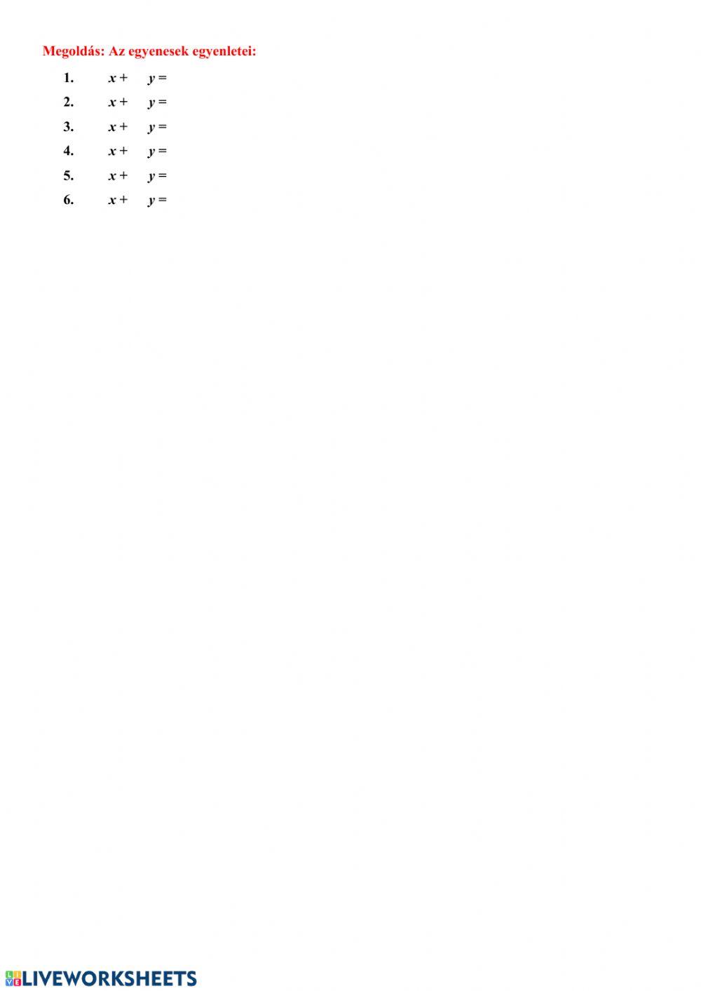Feladatok egyenes egyenletére