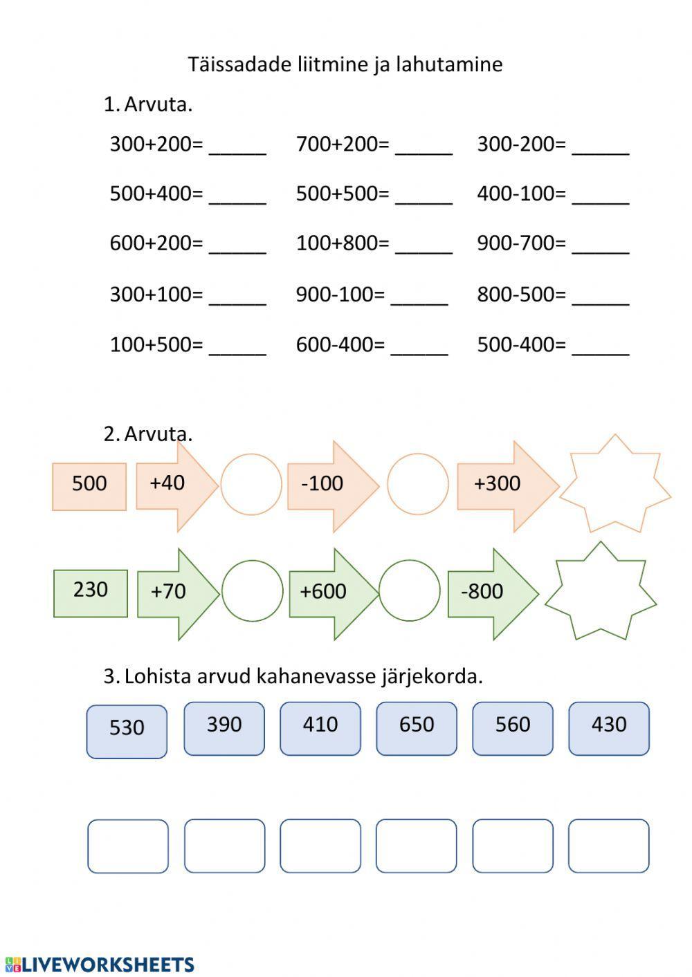 Täissadade liitmine ja lahutamine