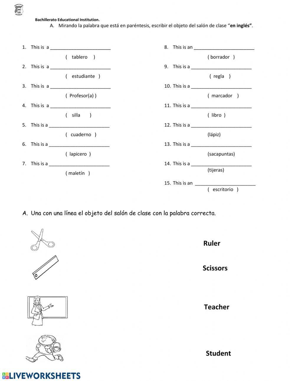 Classroom Vocabulary 2°