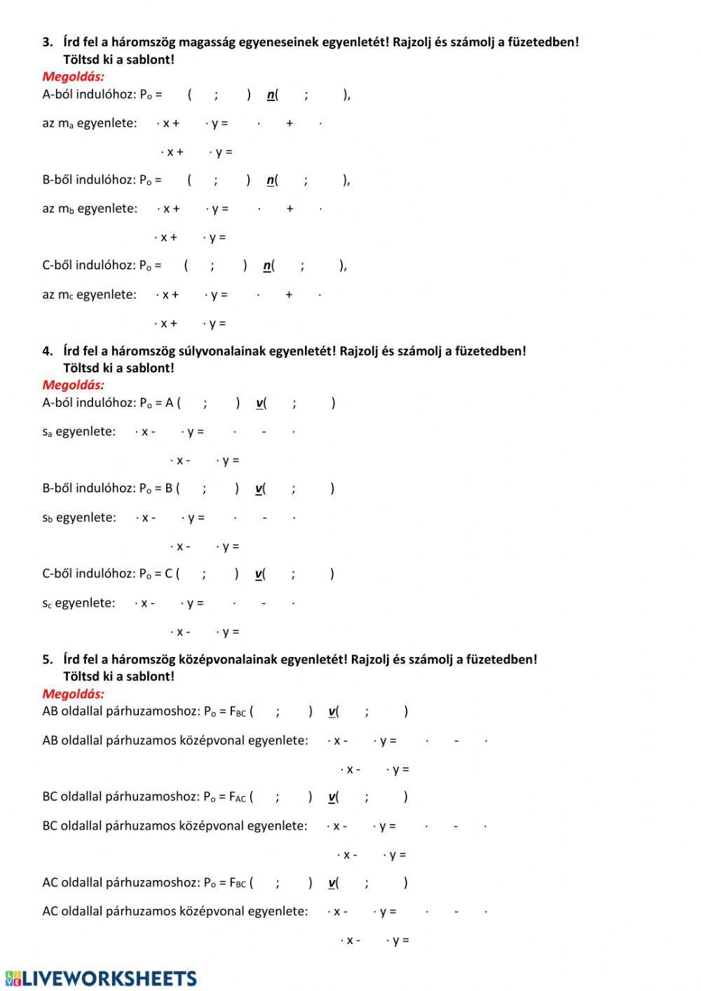 Egyenesek háromszögben