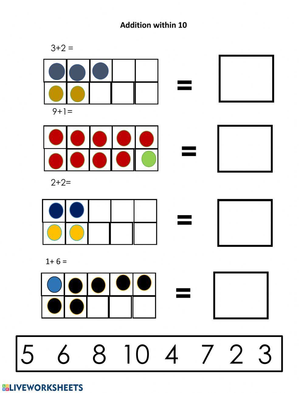Addition Within 10 Activity Live Worksheets addition-within-10-activity-live-worksheets