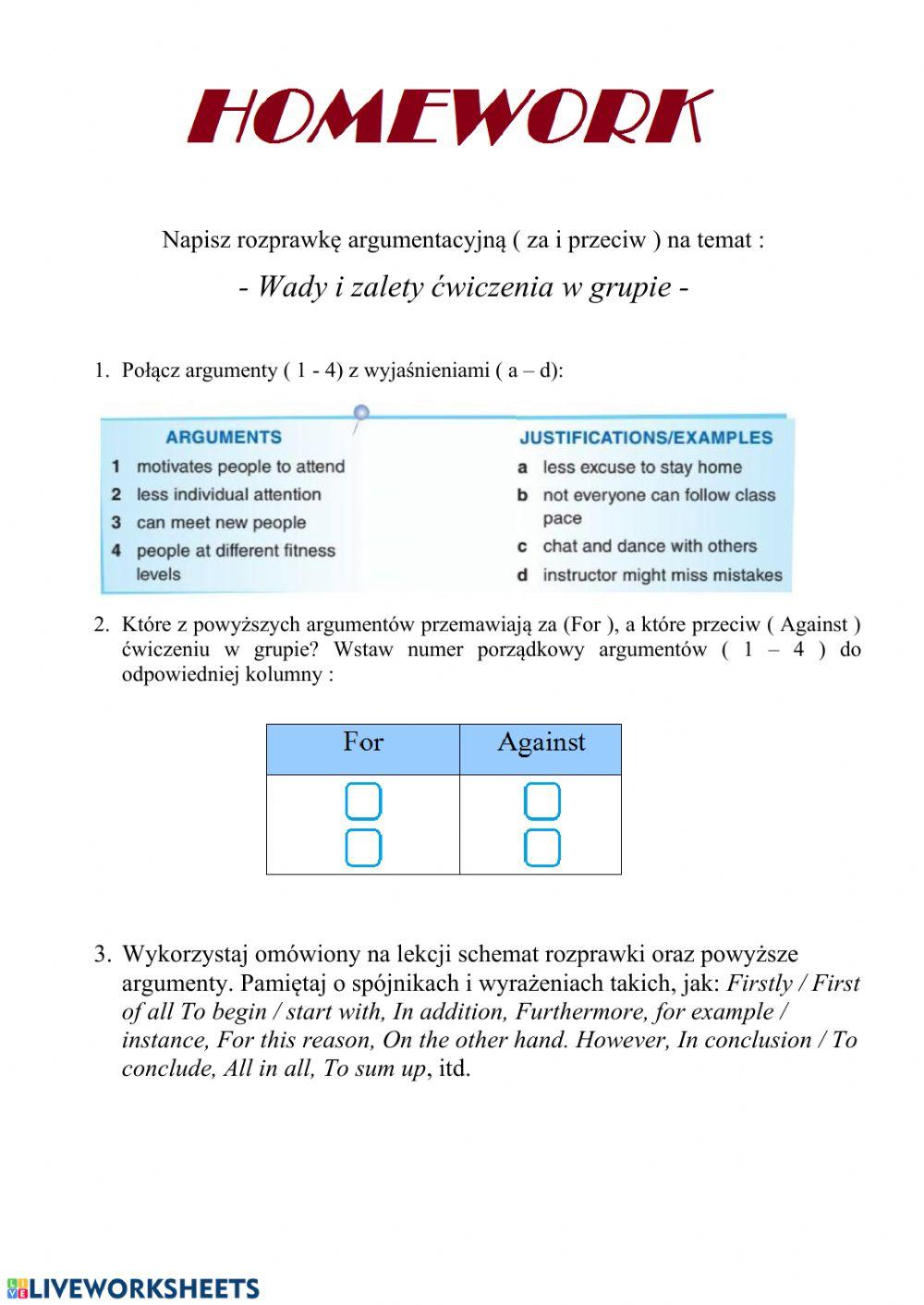 For-and-against essay