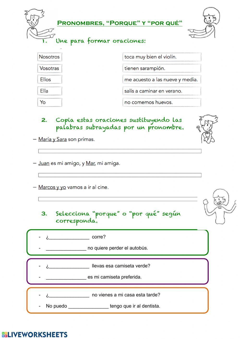 Pronombres, porque y por qué