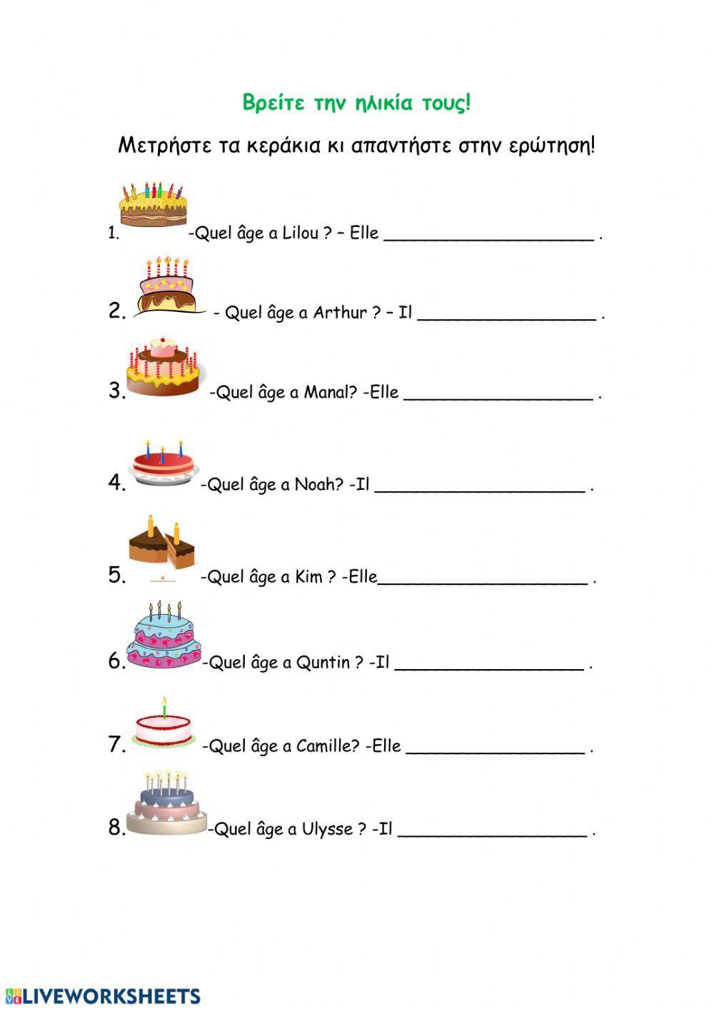 Quel Age Tu As Worksheet Live Worksheets, 50 OFF