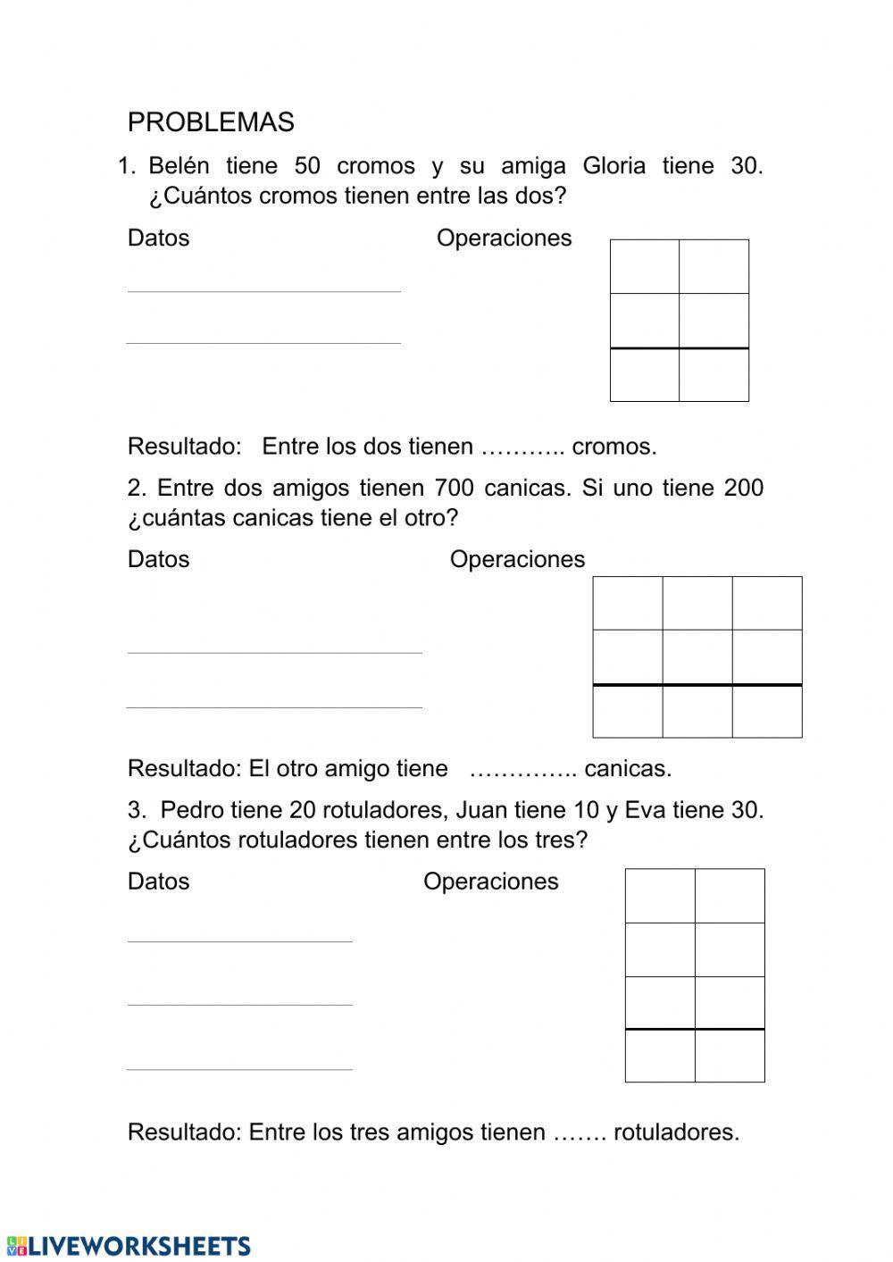 Problemas de sumar y restar