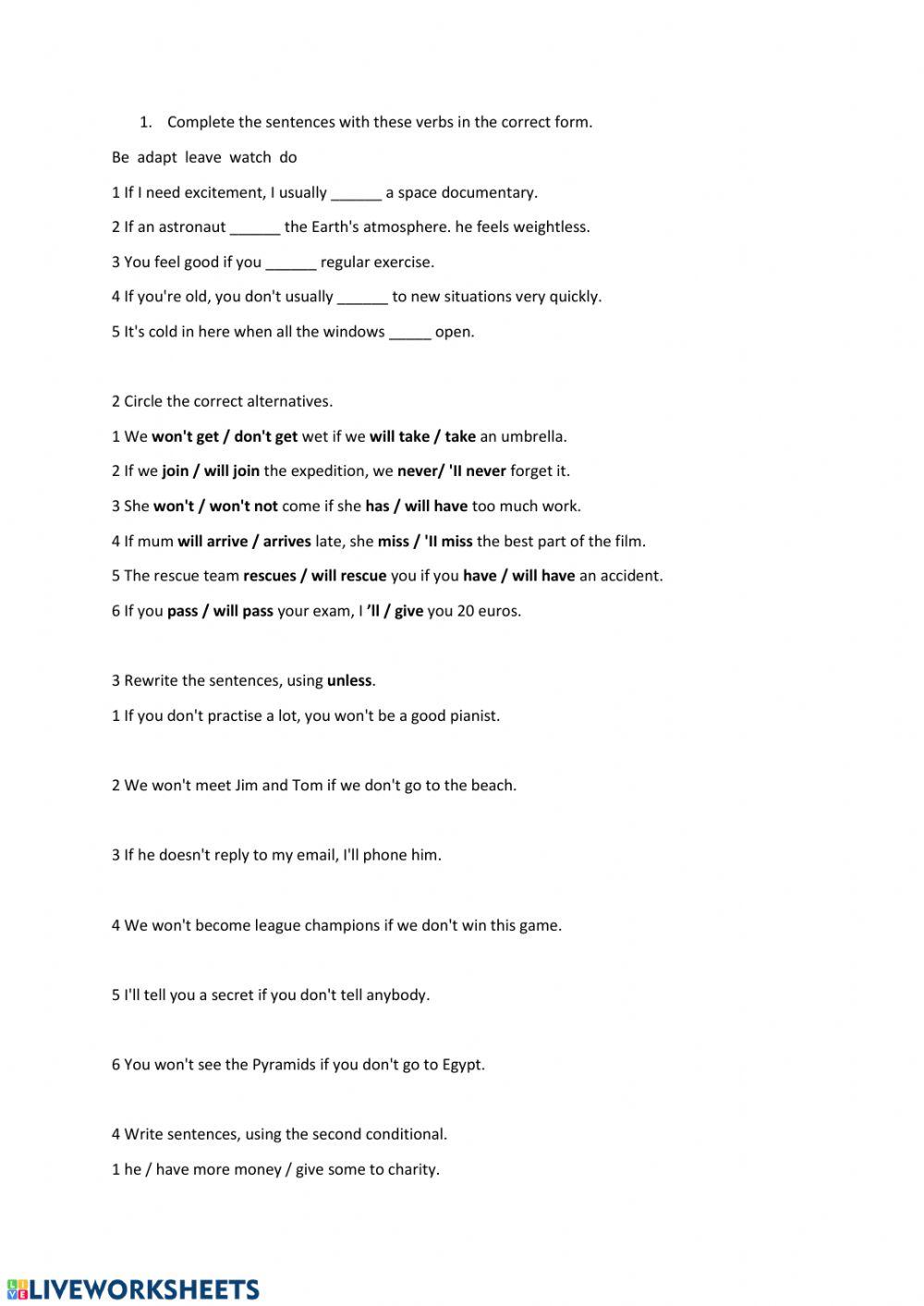 Conditionals 0, 1, 2