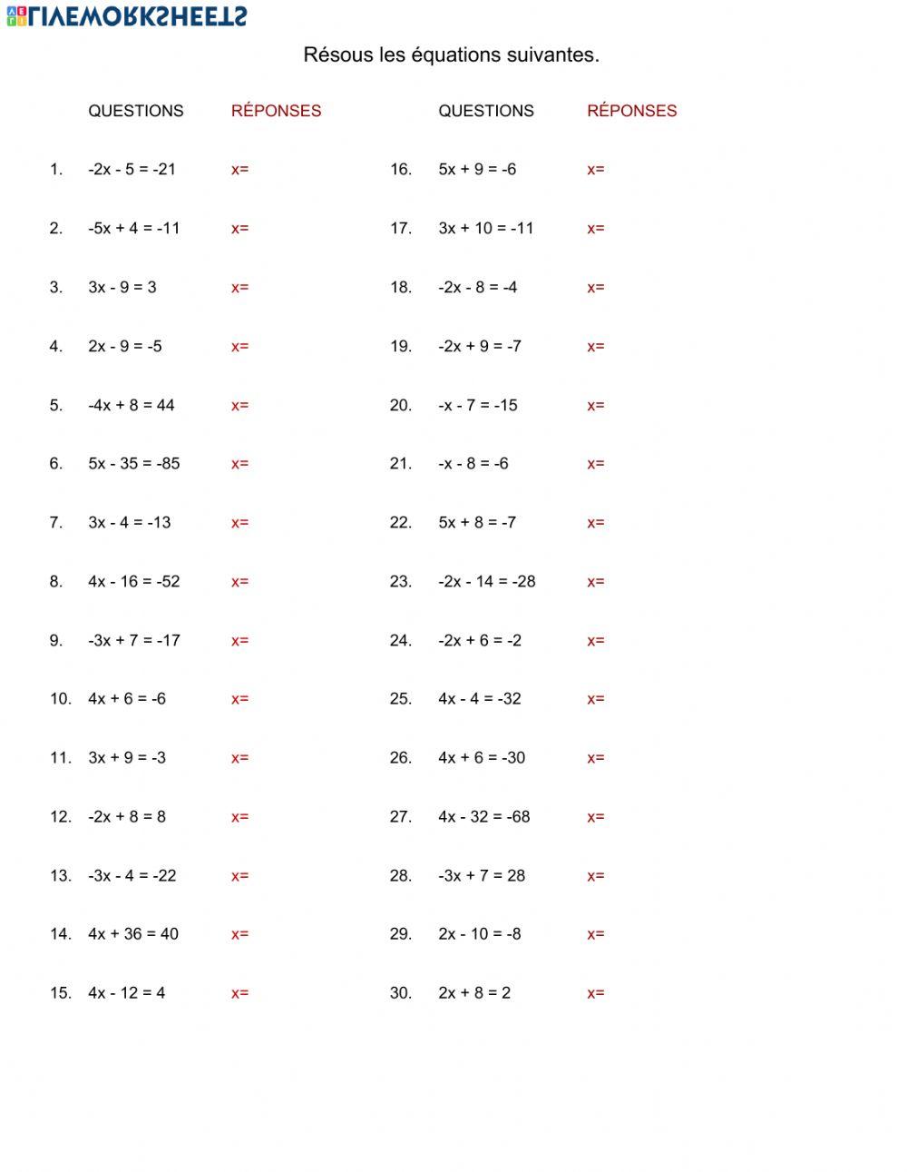 Résolution d'équations