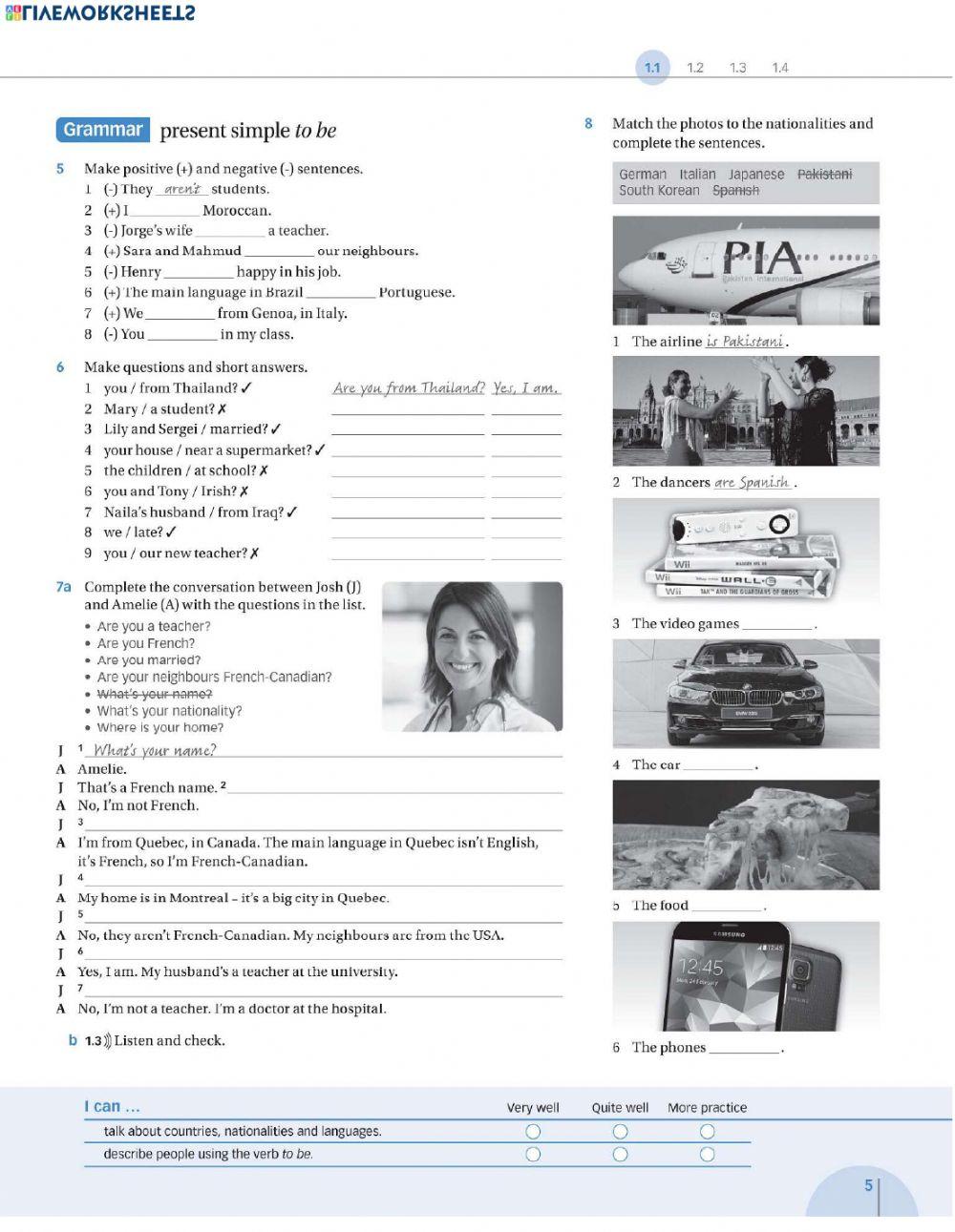 Nationalities and verb to be