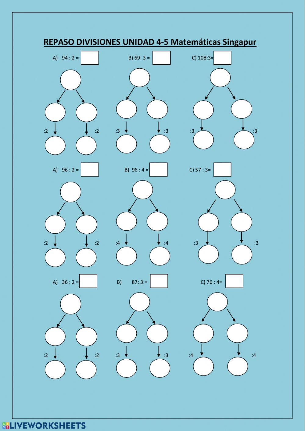 Repaso división Singapur 3º Primaria