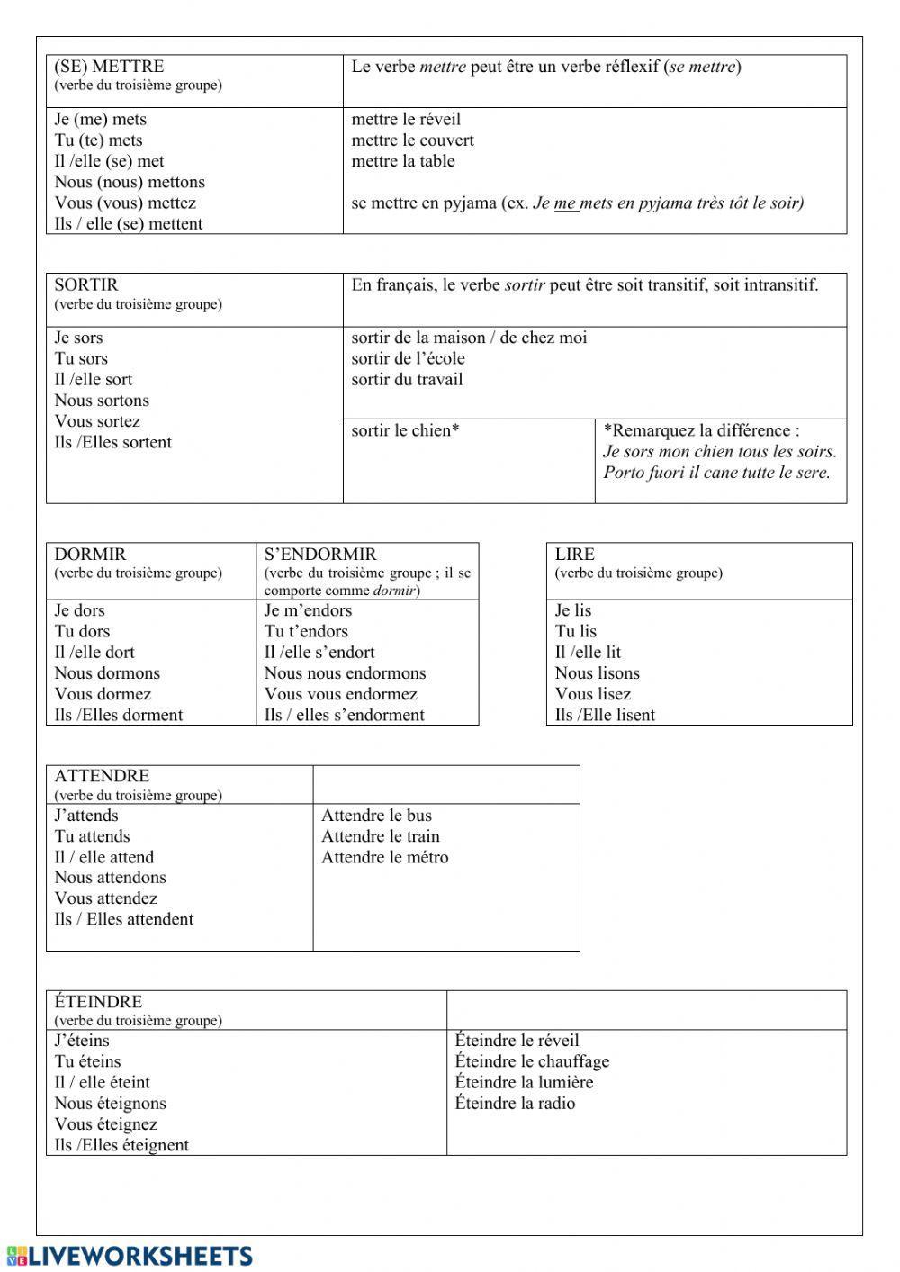 La routine quotidienne interactive worksheet | Live Worksheets