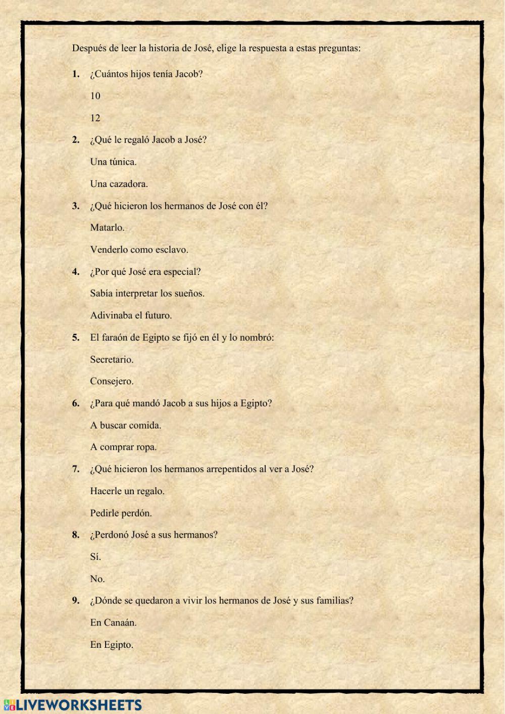 José,el hijo de Jacob 2º