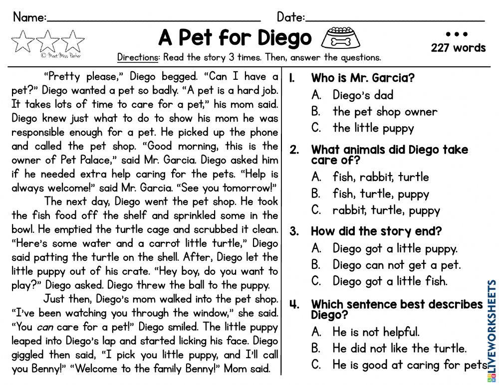 A Pet for Diego - 227 words