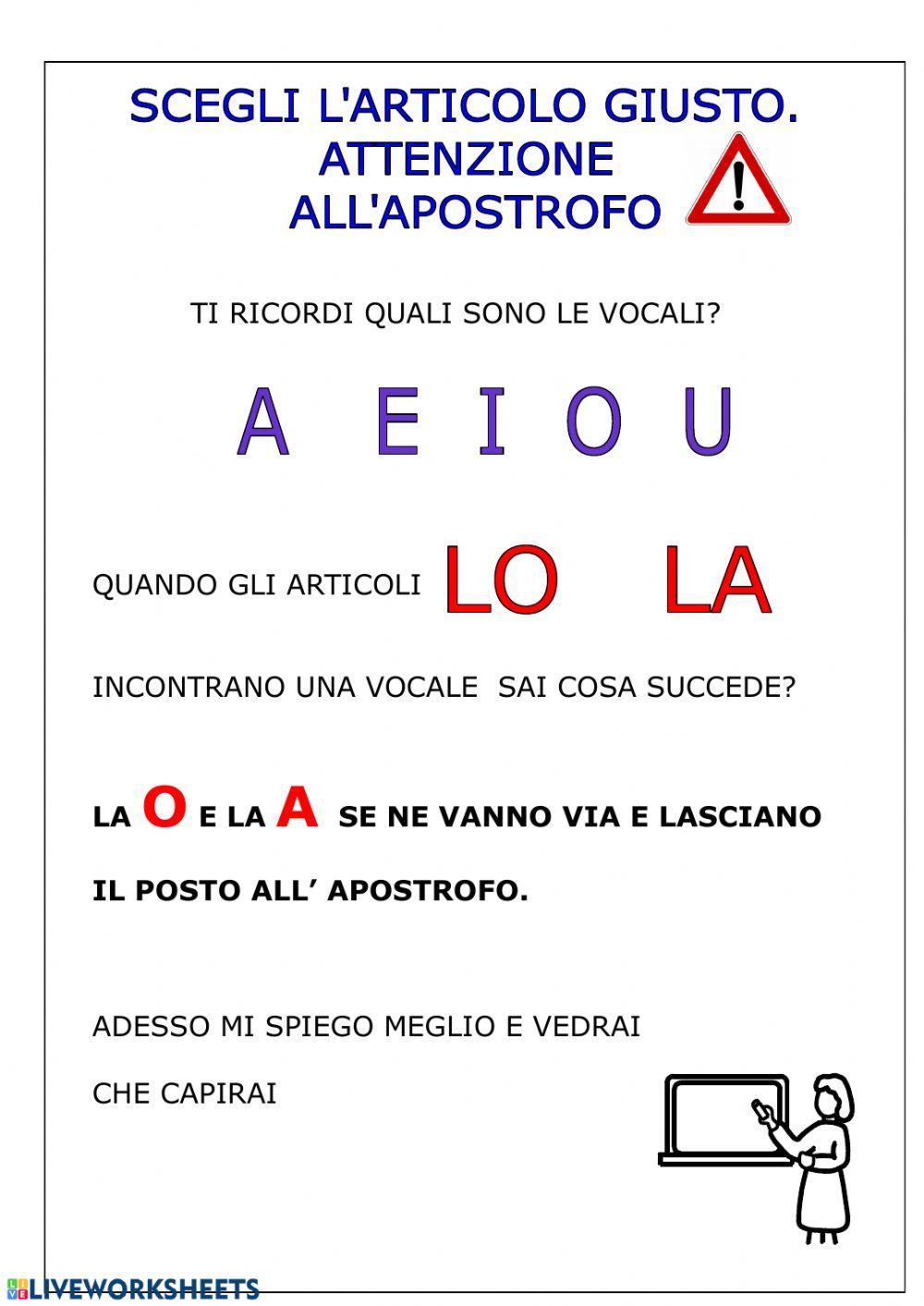 Articoli e apostrofo