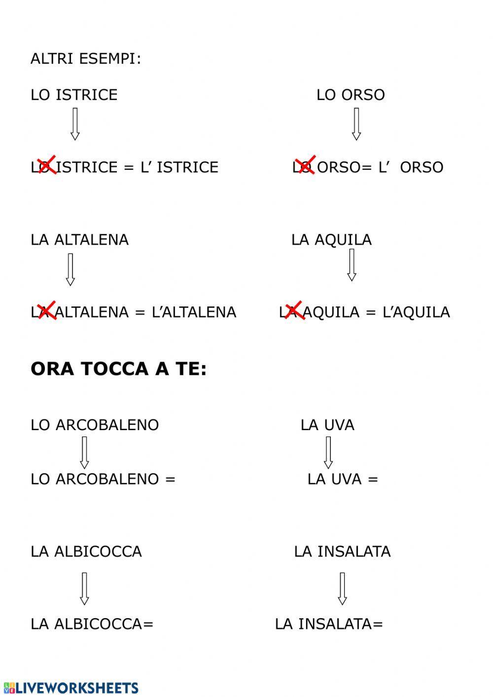 Articoli e apostrofo Articoli e apostrofo