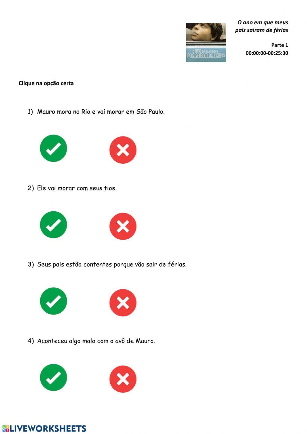 Compreensão do O ano em que meus pais saíram de férias 1°parte