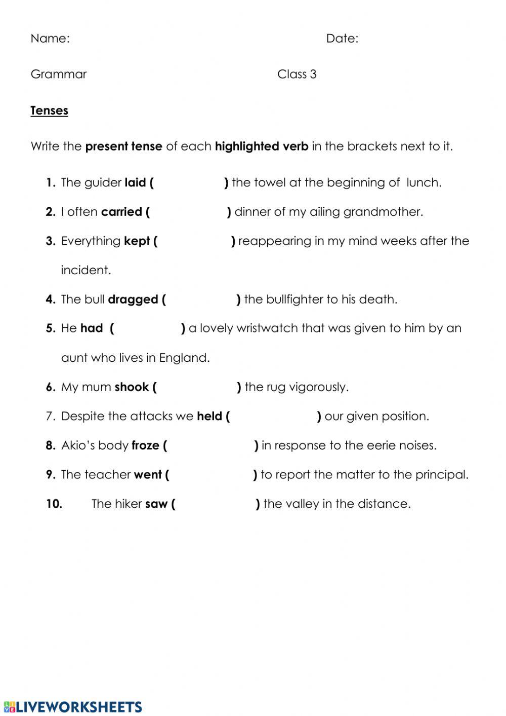 Changing PAST TENSE to PRESENT TENSE