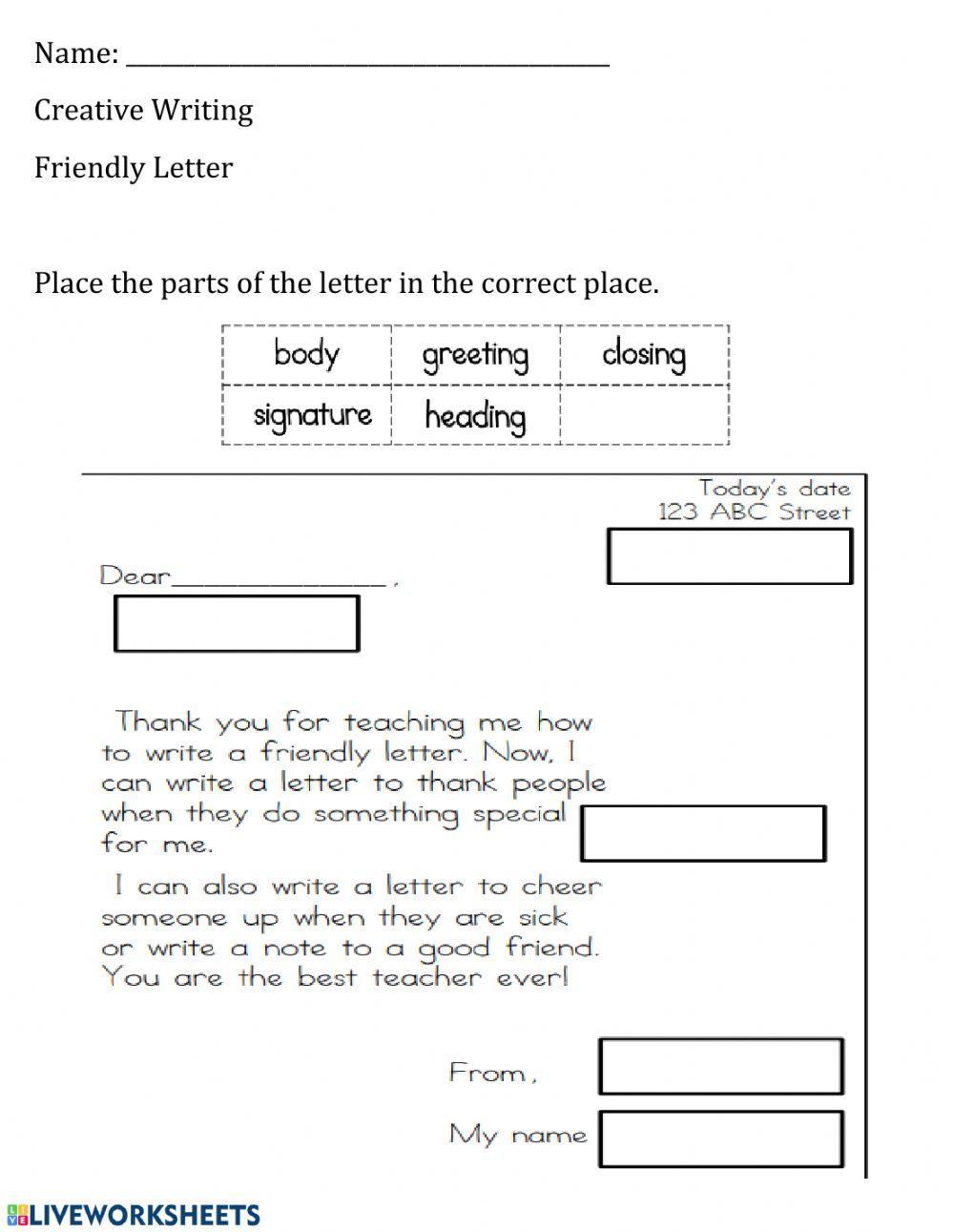 Parts of the Friendly Letter