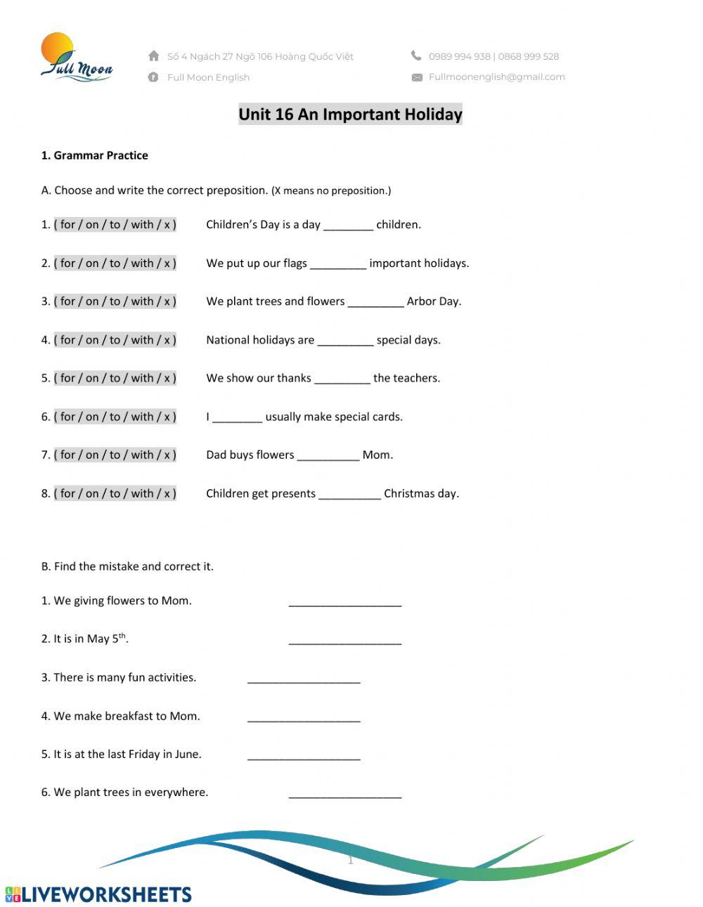 Unit 16-An important holiday